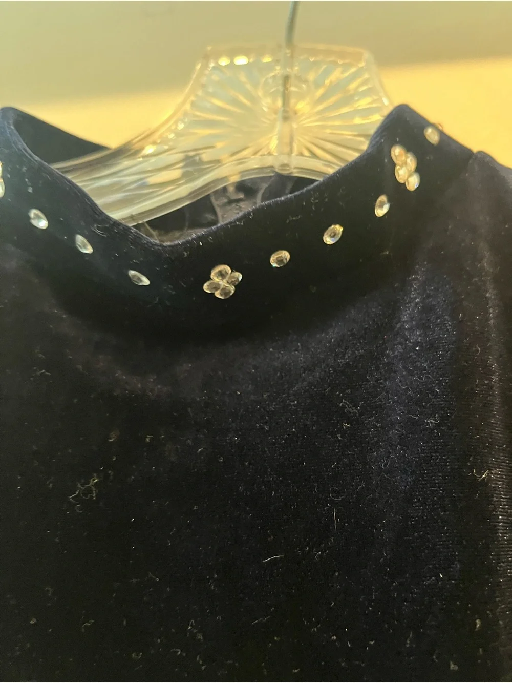 Custom Made Navy Velvet Jazz Dance Unitard with Sheer Sleeves and Crystals